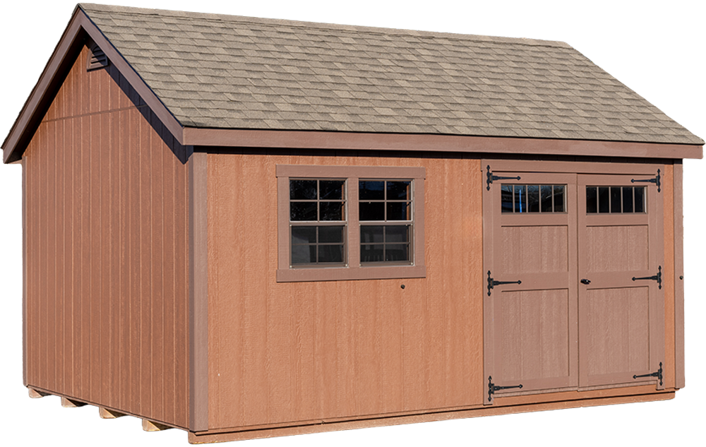 Cape Cod shed shown in painted siding with contrasting trim