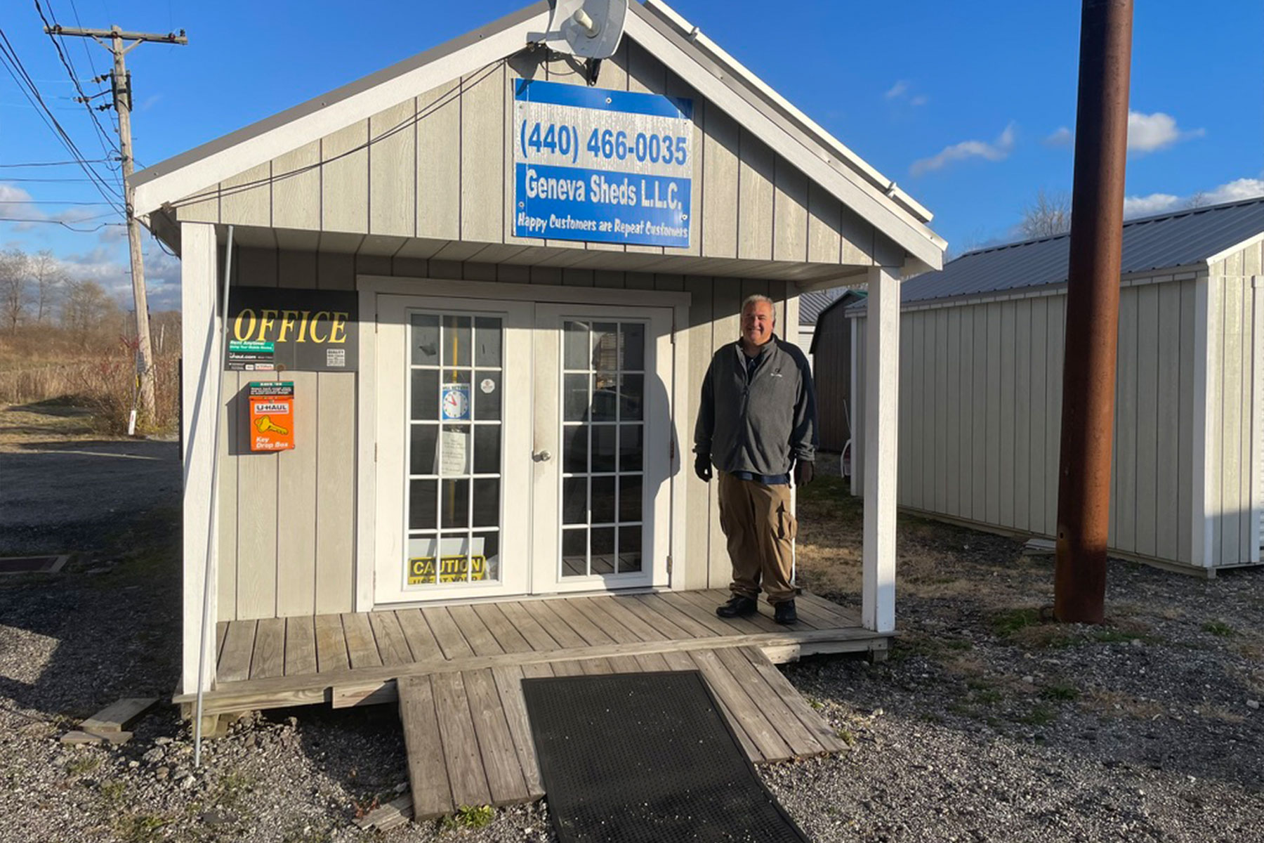 Gary at Geneva Sheds LLC lot office
