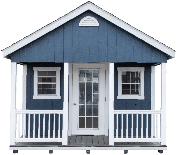 Premium Series Cape Cod Deluxe shown in Navy Blue with White trim and end porch