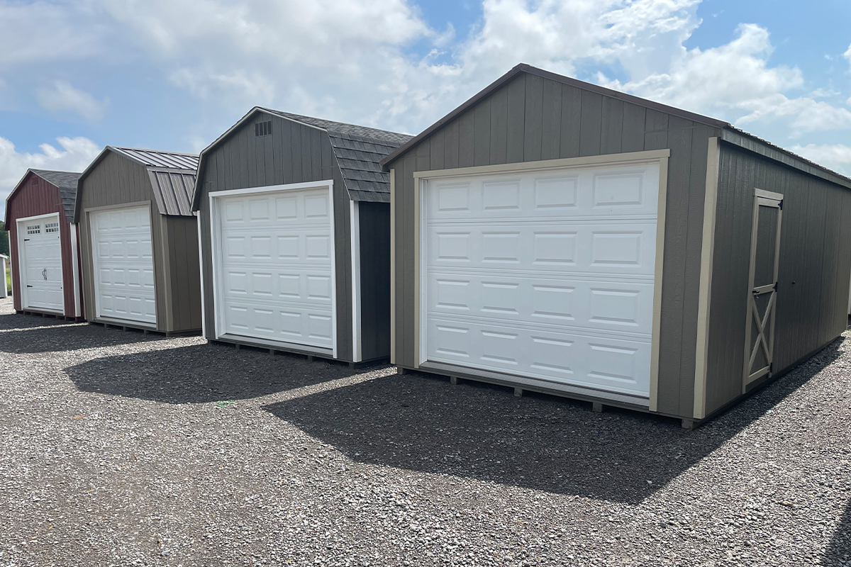 Shop Mast Mini Barns garages in a variety of styles and sizes.